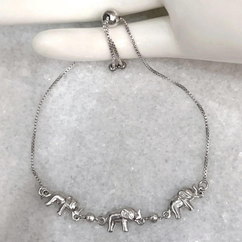 Sterling Silver Elephant BOLO  Bracelet